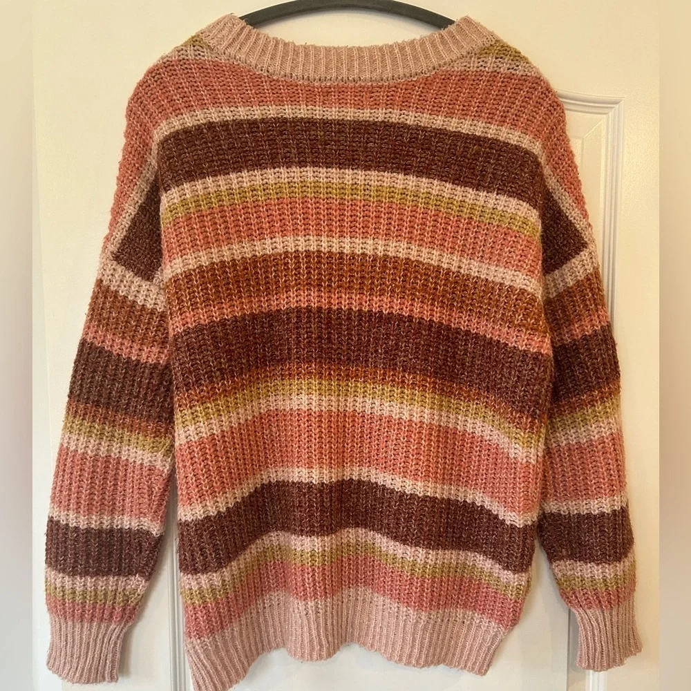 EUC SO BURGUNDY & PINK STRIPE OVERSIZED SWEATER